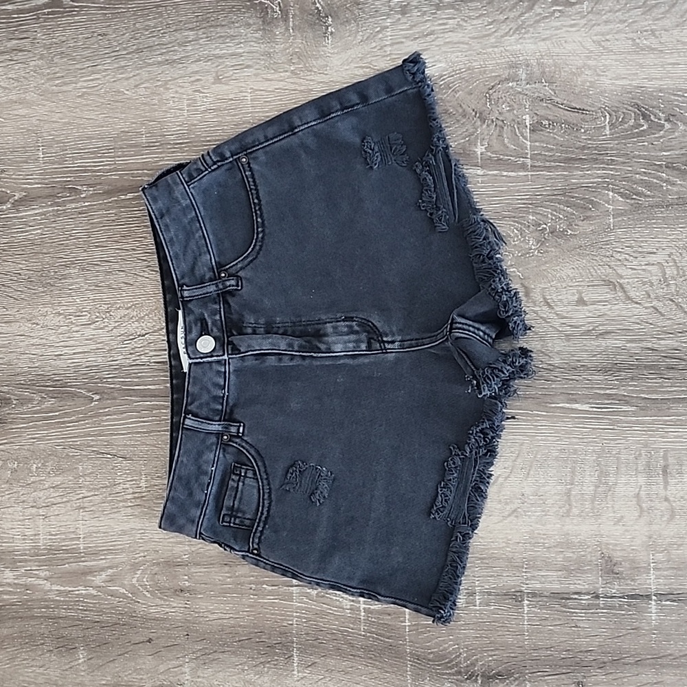 PacSun High Rise Festival Ripped Black Wash Denim Jean Shorts Sz. 25 - Picture 3 of 10